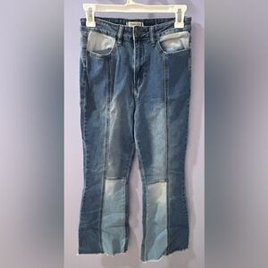 francesca's flare leg two tone jeans